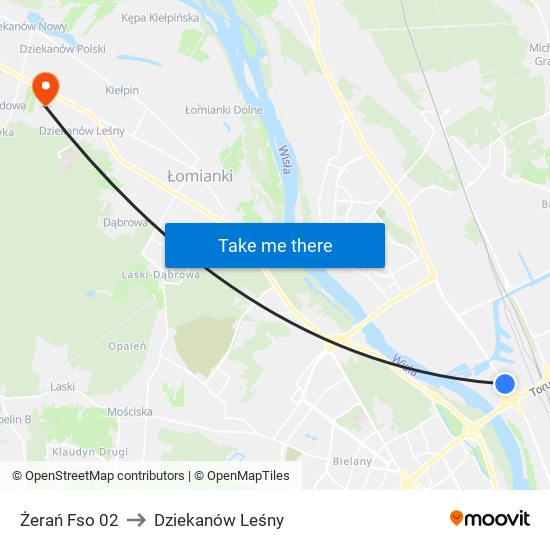 Żerań Fso 02 to Dziekanów Leśny map