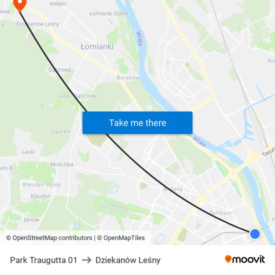 Park Traugutta 01 to Dziekanów Leśny map