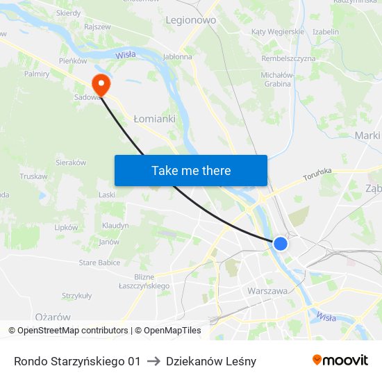 Rondo Starzyńskiego 01 to Dziekanów Leśny map