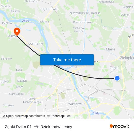 Ząbki Dzika 01 to Dziekanów Leśny map