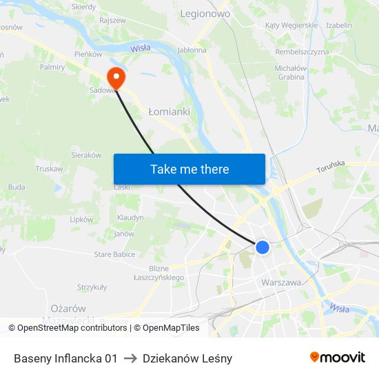 Baseny Inflancka 01 to Dziekanów Leśny map