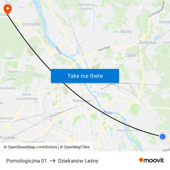 Pomologiczna 01 to Dziekanów Leśny map