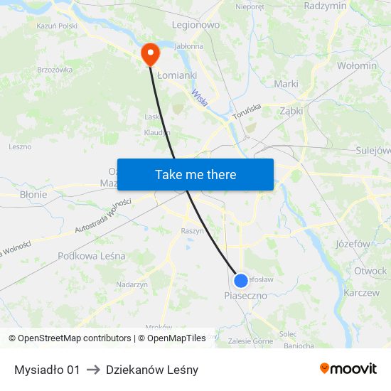 Mysiadło 01 to Dziekanów Leśny map