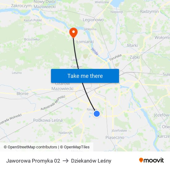 Jaworowa Promyka to Dziekanów Leśny map