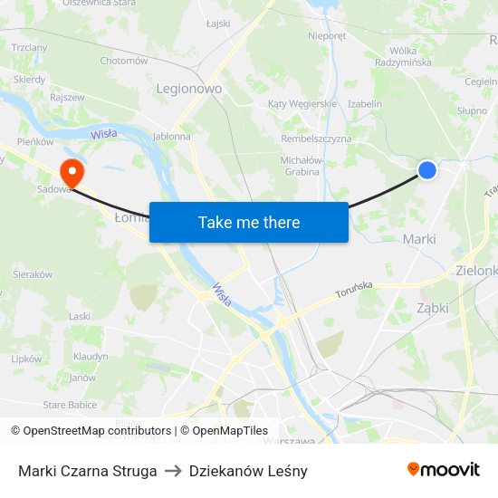 Marki Czarna Struga to Dziekanów Leśny map