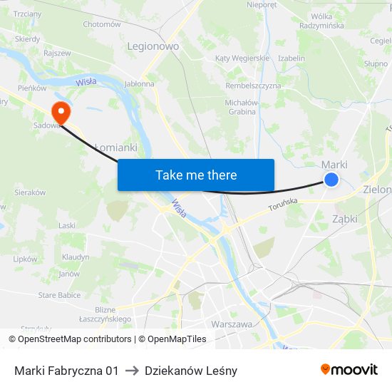 Marki Fabryczna 01 to Dziekanów Leśny map