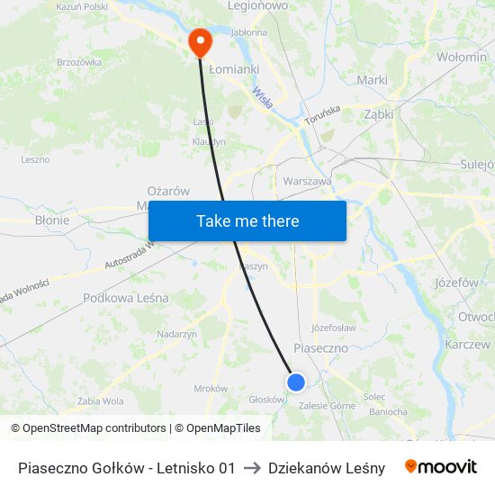 Piaseczno Gołków - Letnisko 01 to Dziekanów Leśny map