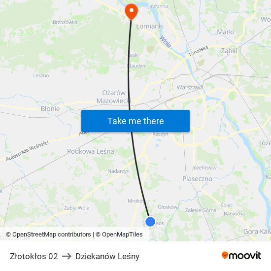 Złotokłos to Dziekanów Leśny map