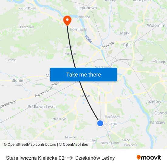 Stara Iwiczna Kielecka 02 to Dziekanów Leśny map