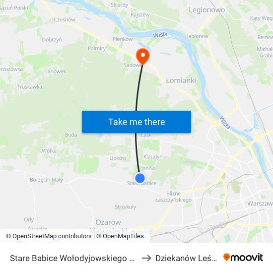 Stare Babice Wołodyjowskiego 02 to Dziekanów Leśny map