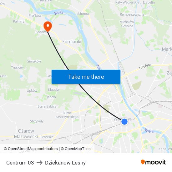 Centrum 03 to Dziekanów Leśny map