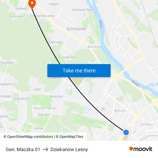 Gen. Maczka 01 to Dziekanów Leśny map