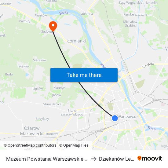 Muzeum Powstania Warszawskiego 01 to Dziekanów Leśny map