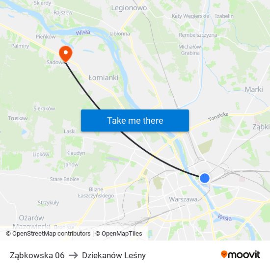 Ząbkowska 06 to Dziekanów Leśny map