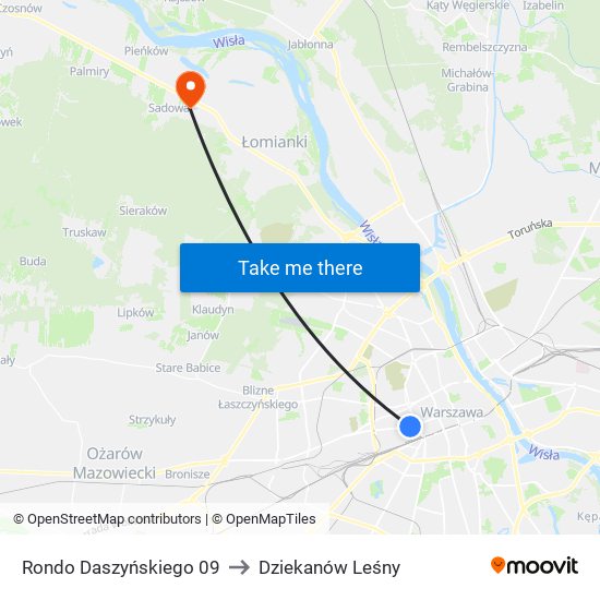 Rondo Daszyńskiego to Dziekanów Leśny map