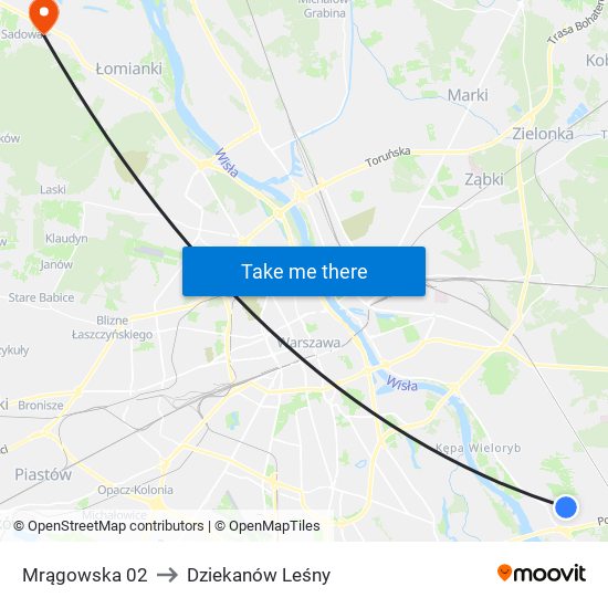 Mrągowska 02 to Dziekanów Leśny map