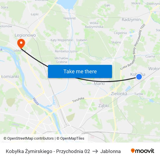 Kobyłka Żymirskiego-Przychodnia to Jabłonna map