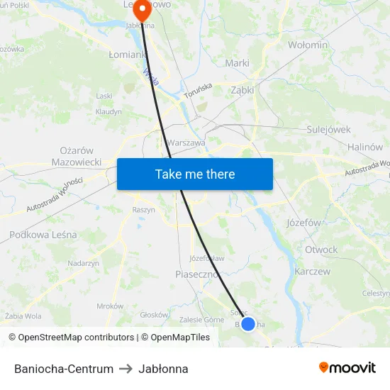 Baniocha - Centrum to Jabłonna map