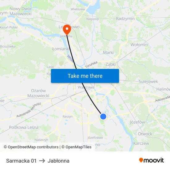 Sarmacka to Jabłonna map