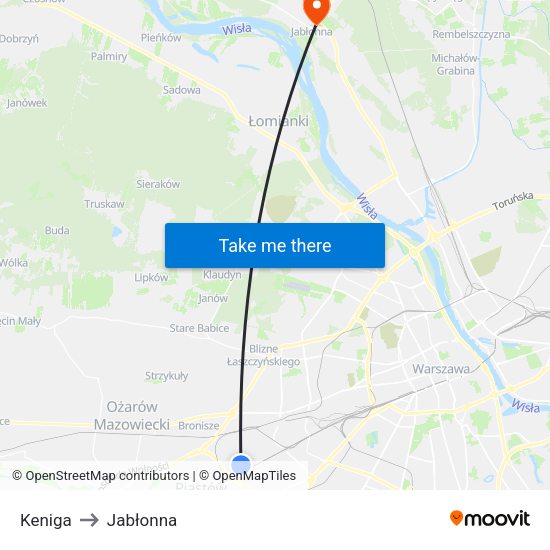 Keniga to Jabłonna map