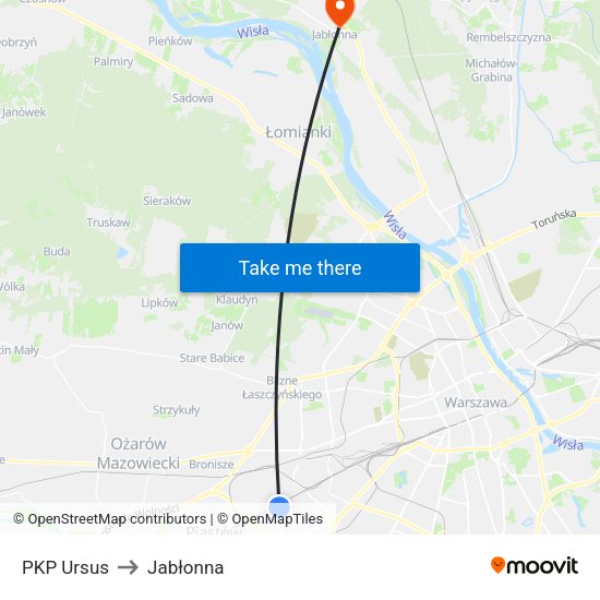 PKP Ursus to Jabłonna map