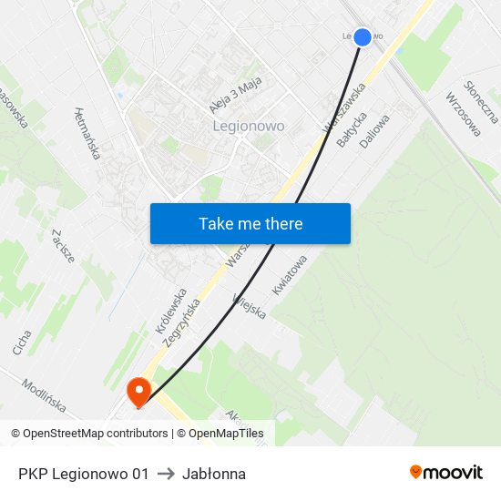 PKP Legionowo 01 to Jabłonna map