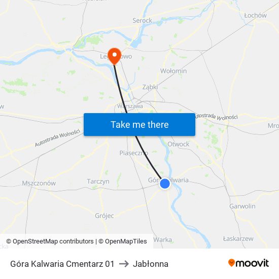 Góra Kalwaria Cmentarz to Jabłonna map