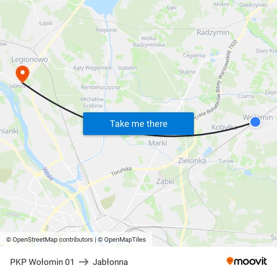 PKP Wołomin 01 to Jabłonna map