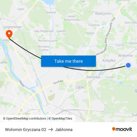 Wołomin Gryczana 02 to Jabłonna map