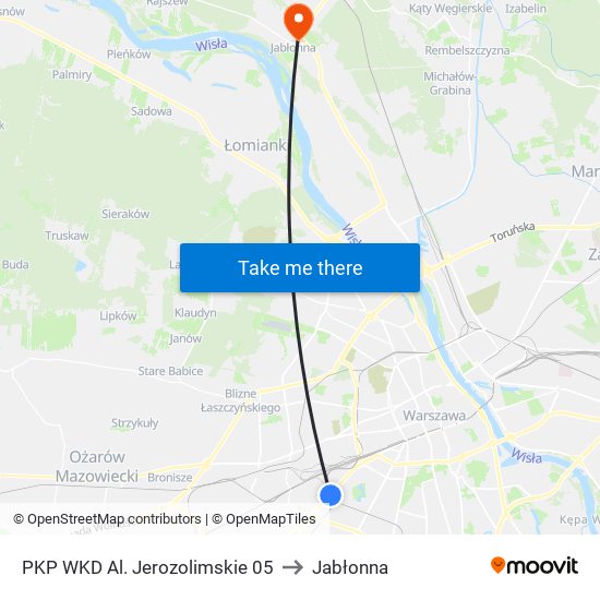 PKP WKD Al. Jerozolimskie 05 to Jabłonna map