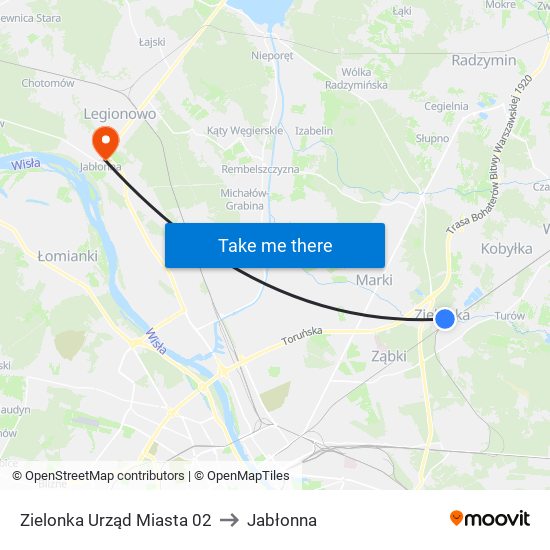 Zielonka Urząd Miasta 02 to Jabłonna map