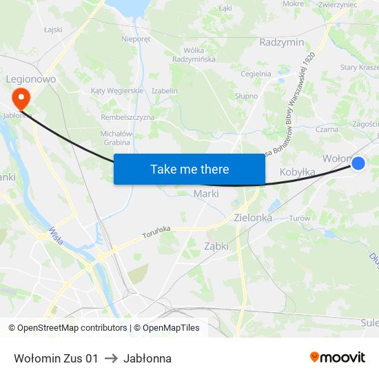 Wołomin Zus 01 to Jabłonna map