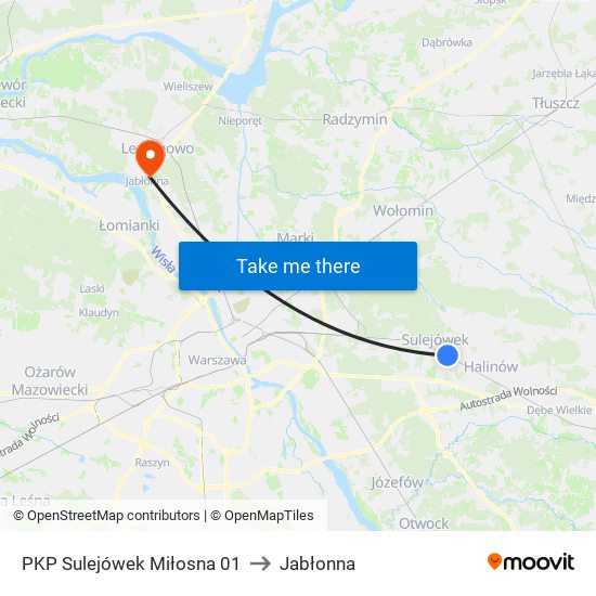 PKP Sulejówek Miłosna 01 to Jabłonna map