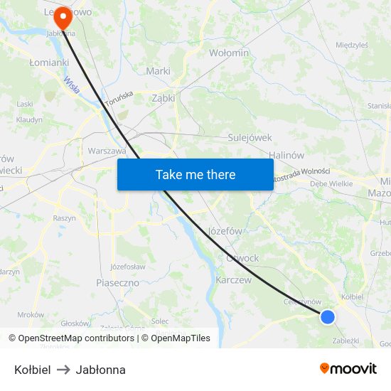 Kołbiel to Jabłonna map