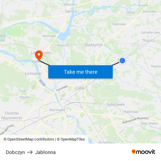 Dobczyn to Jabłonna map