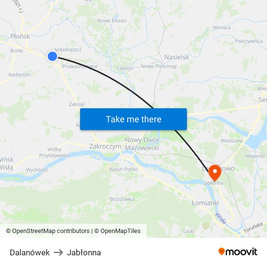 Dalanówek to Jabłonna map