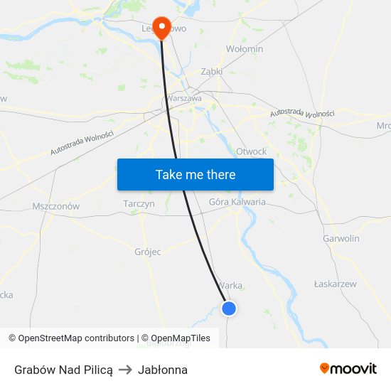 Grabów Nad Pilicą to Jabłonna map