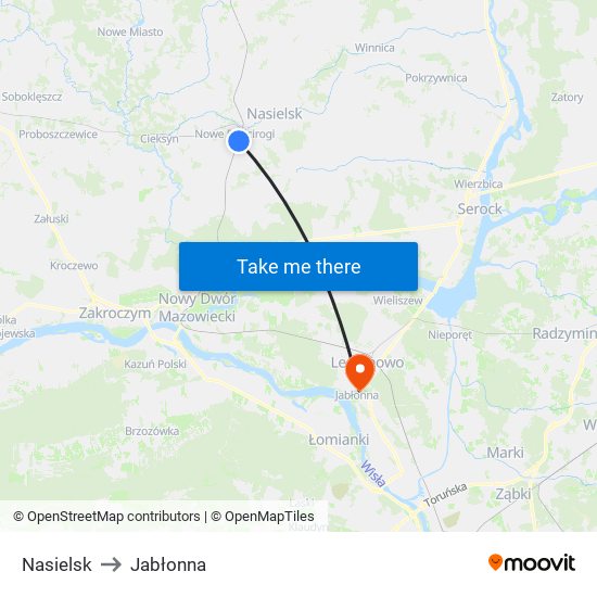 Nasielsk to Jabłonna map