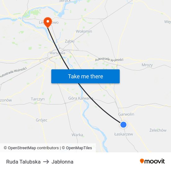 Ruda Talubska to Jabłonna map