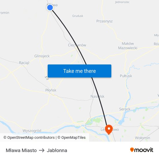 Mława Miasto to Jabłonna map