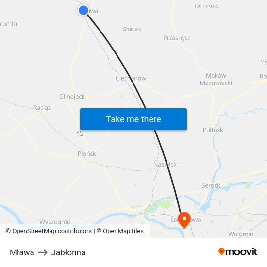 Mława to Jabłonna map