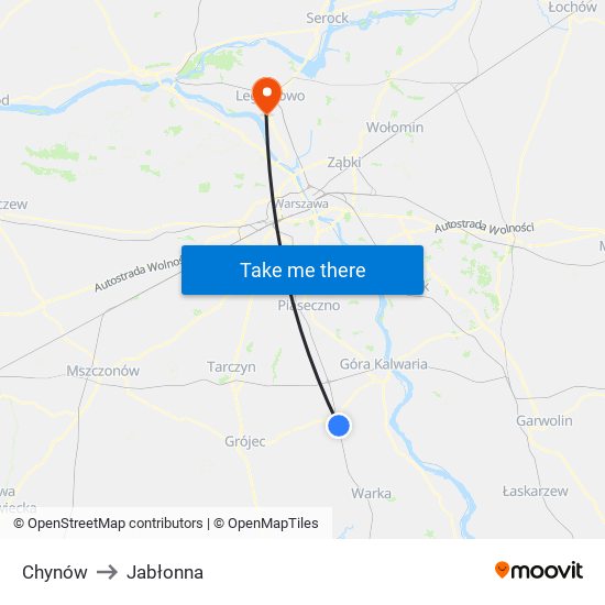 Chynów to Jabłonna map