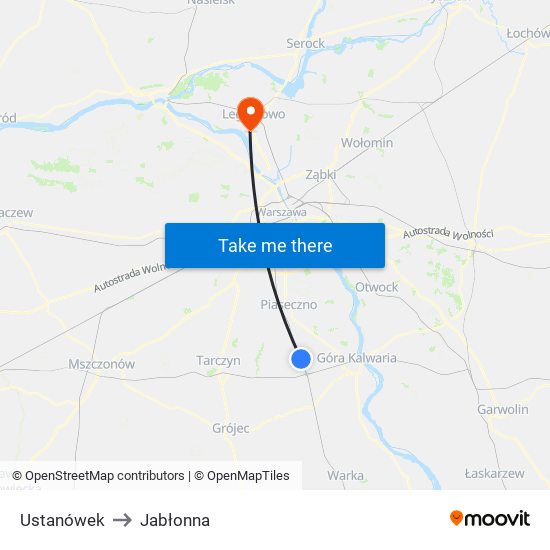 Ustanówek to Jabłonna map