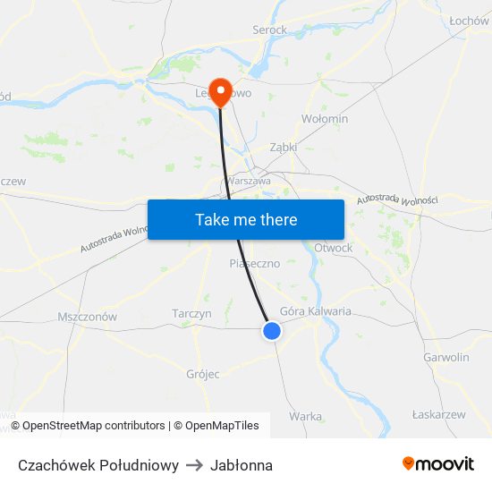 Czachówek Południowy to Jabłonna map