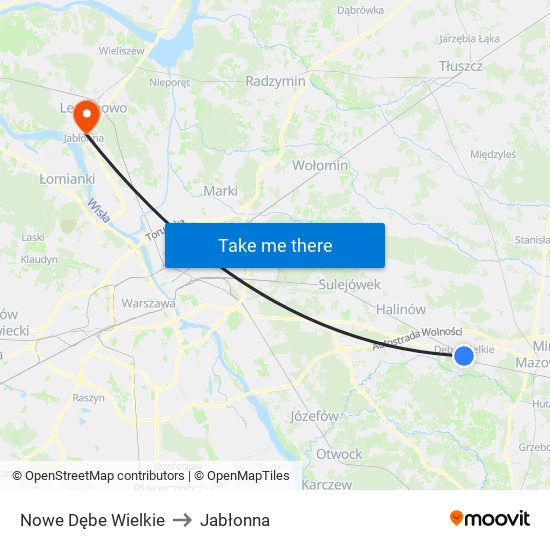 Nowe Dębe Wielkie to Jabłonna map