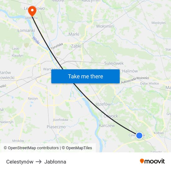 Celestynów to Jabłonna map