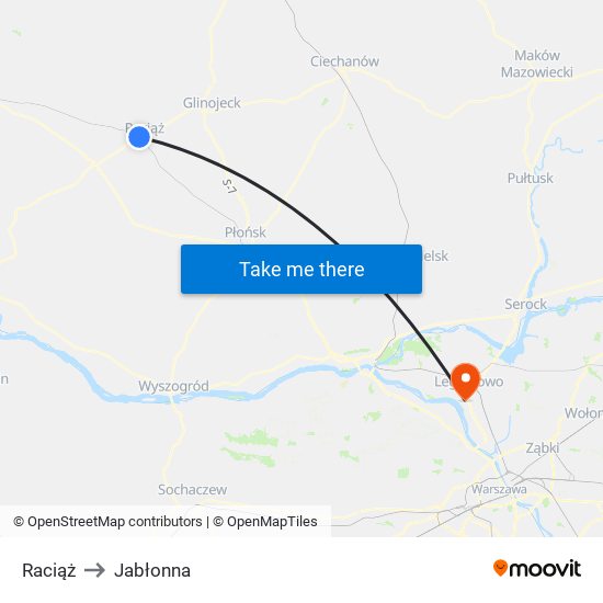 Raciąż to Jabłonna map