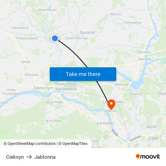 Cieksyn to Jabłonna map