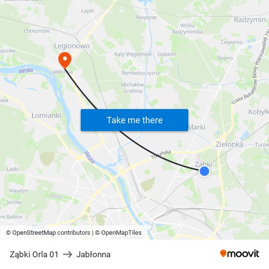 Ząbki Orla 01 to Jabłonna map