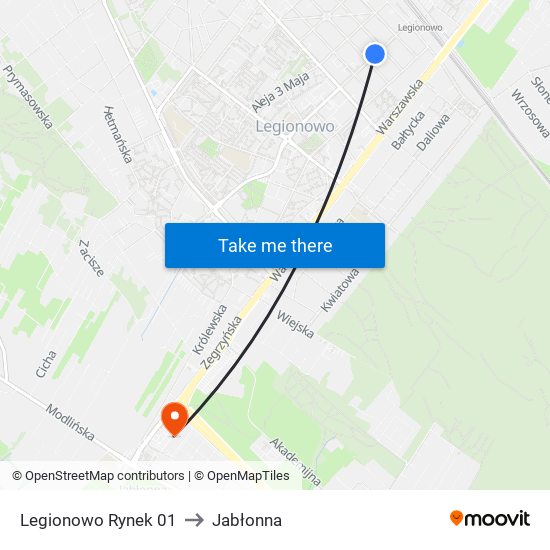 Legionowo Rynek 01 to Jabłonna map